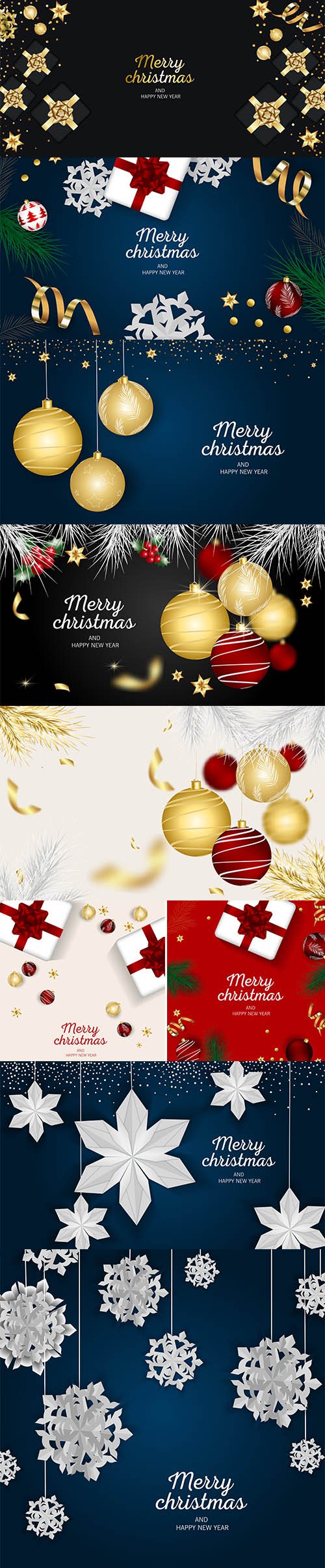 Merry christmas and happy new year greeting with festive christmas balls