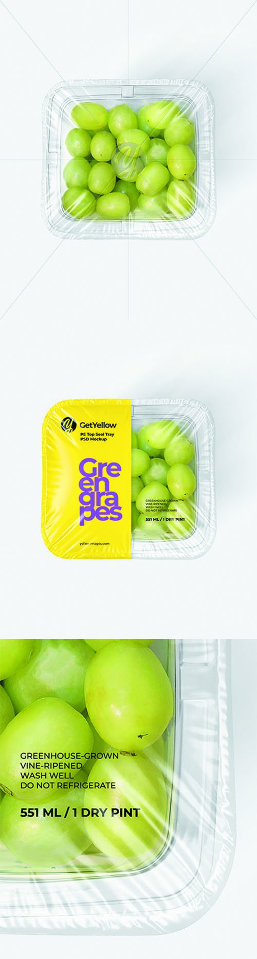 Clear Plastic Tray with Green Grapes Mockup 68893 TIF