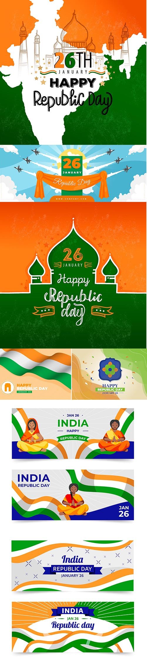Flat design india republic day banner