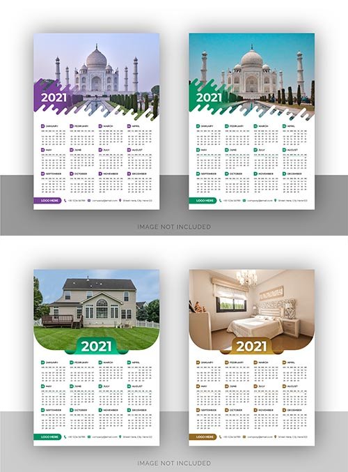 Single page stylish wall calendar design template