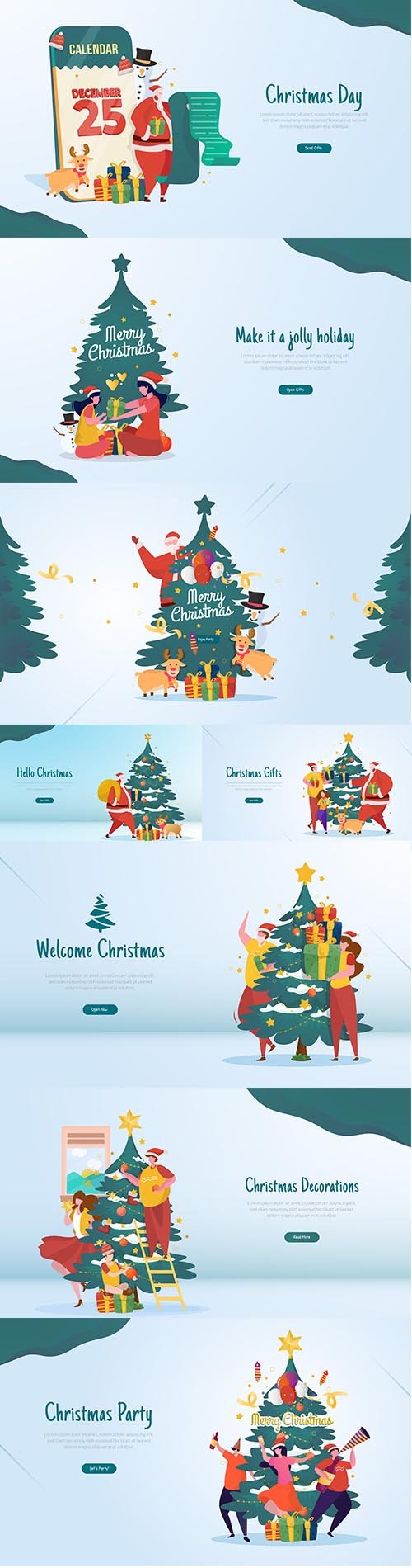 Flat illustration with christmas party celebration concept