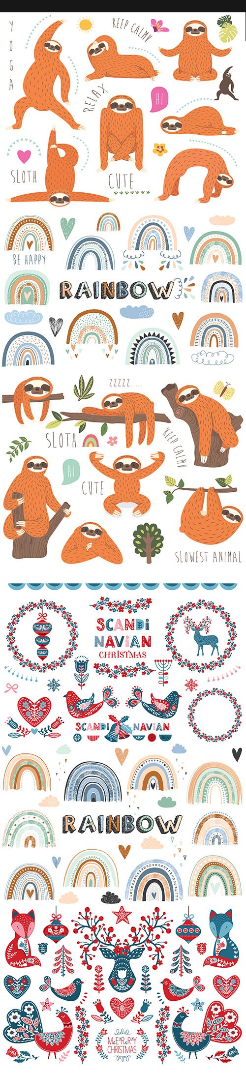 Collection of cute sloth illustration