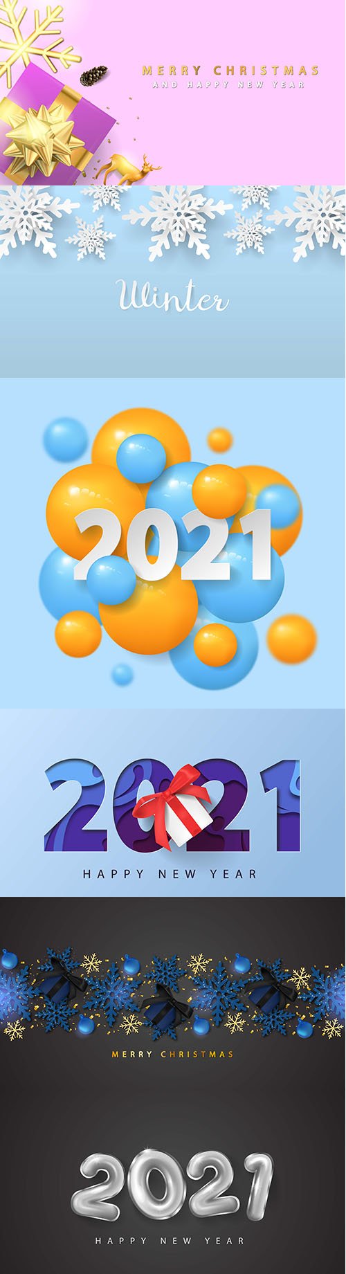 2021 happy new year with 3d papercut and giftbox background