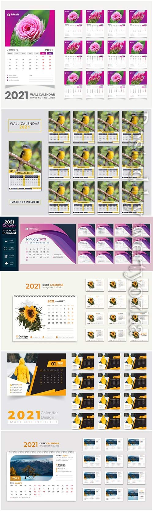 Desk calendar 2021 template design for new year vol 5