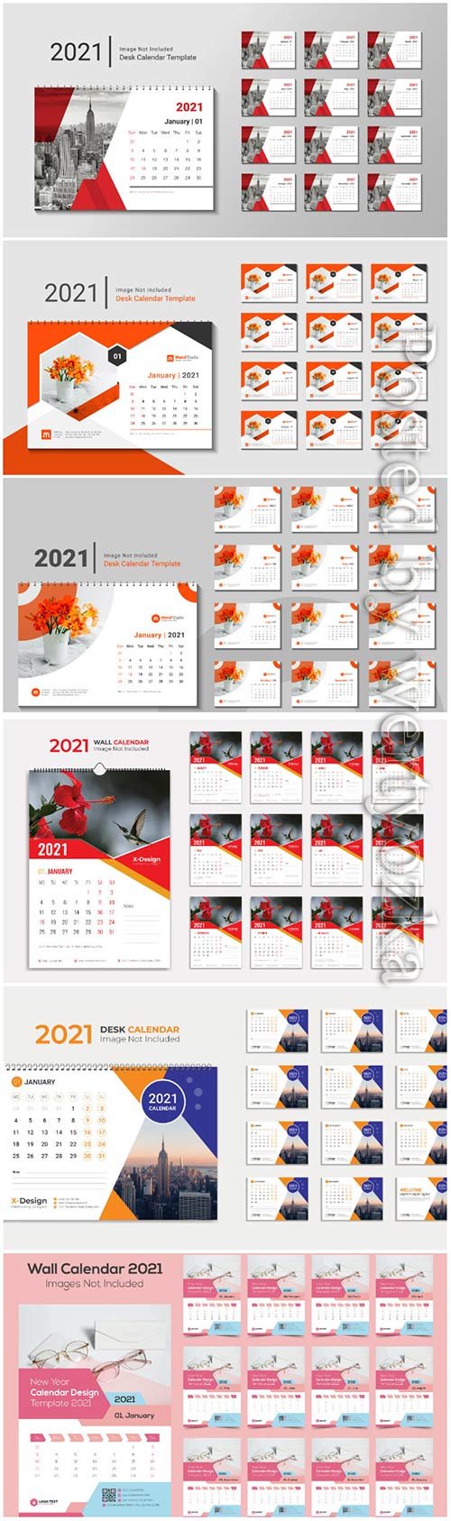 Desk calendar 2021 template design for new year vol 2