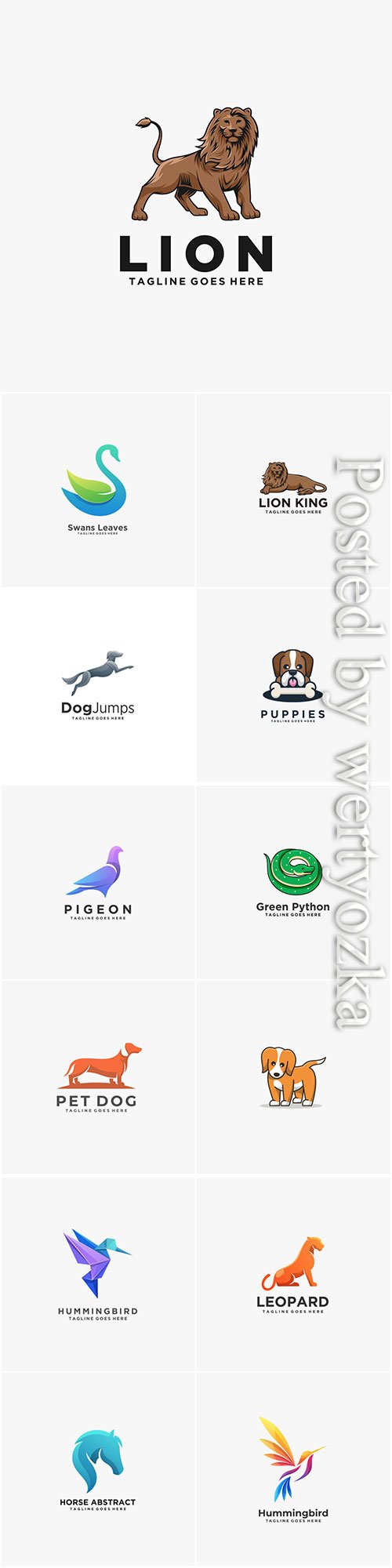 Animals and birds logos in vector vol 6