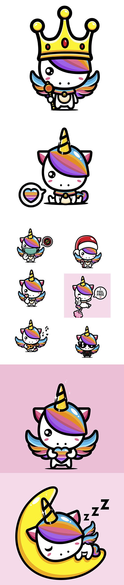 Cute unicorn design set