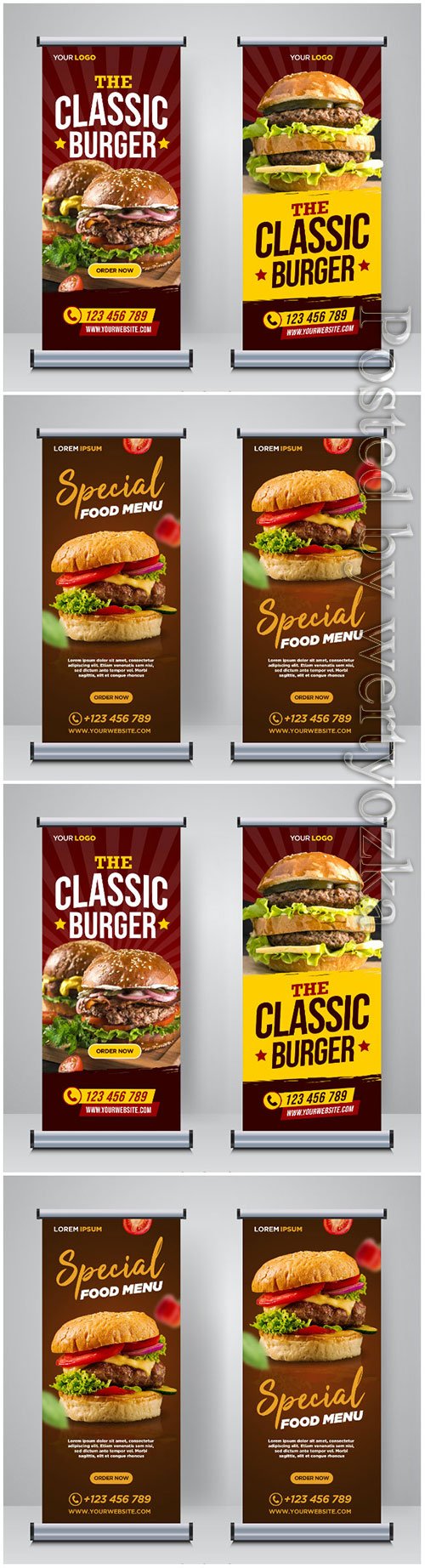 Restaurant food social media banner post design template vector