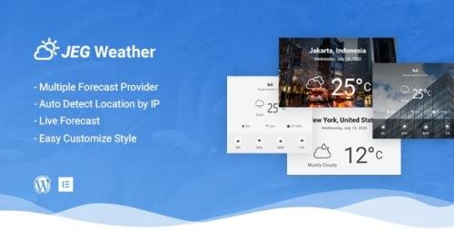 CodeCanyon - Jeg Weather v1.0.0 - Forecast WordPress Plugin - Add Ons for Elementor and WPBakery Page Builder - 29500509