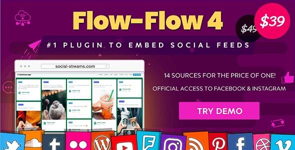 CodeCanyon - Flow-Flow v4.8.7 - Social Stream for WordPress - Facebook Feed Instagram Feed Twitter Youtube Gallery Plugin - 9319434