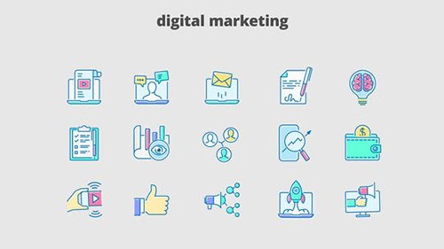 Digital Marketing - Filled Outline Animated Icons 29648116
