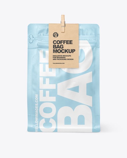 Matte Coffee Bag With Clip Mockup 55956