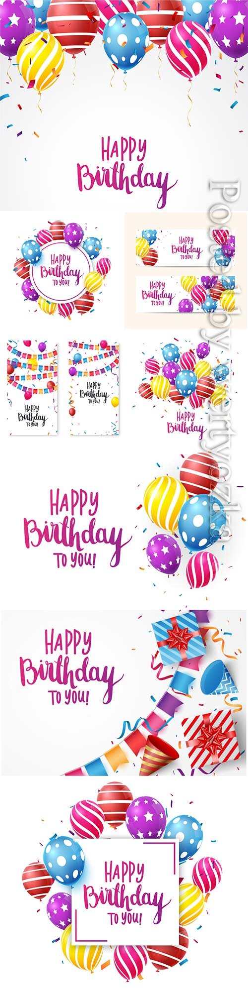 Birthday celebration, banner, colorful, confetti, balloons