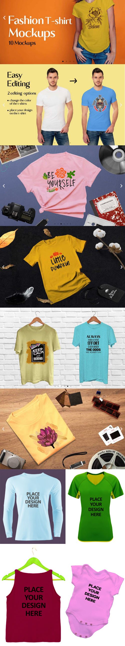 Fashion T-shirt PSD Mockups Collection