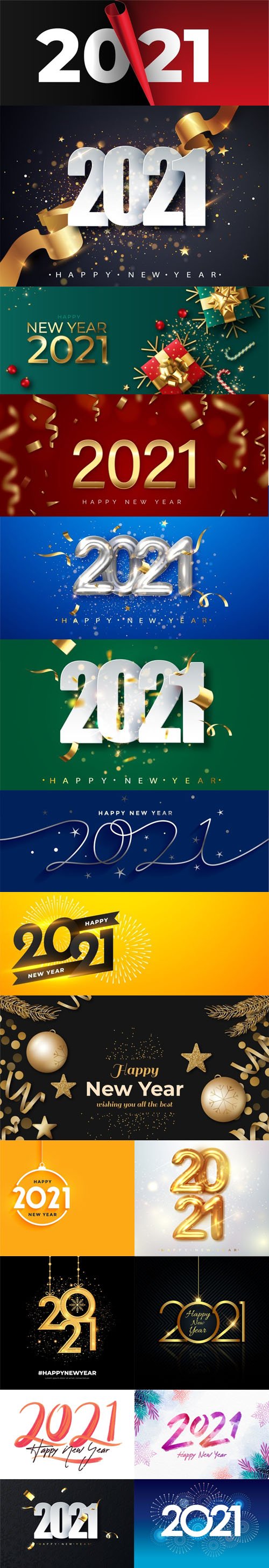 17 Happy New Year 2021 Backgrounds Collection in Vector