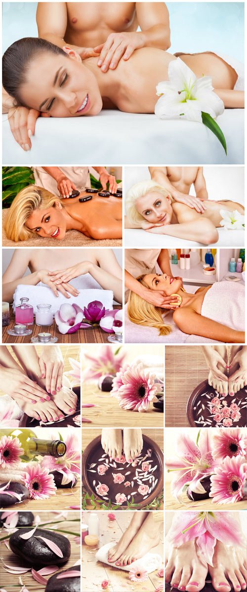 Girls on massage, spa treatments stock photo