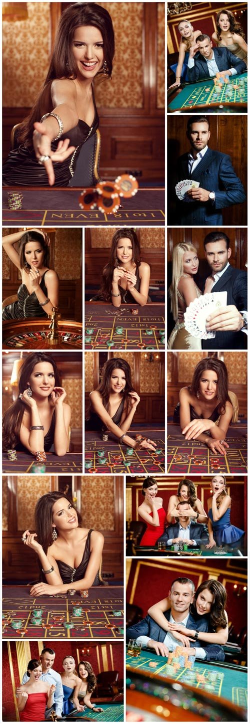 Gambling people in casino stock photo