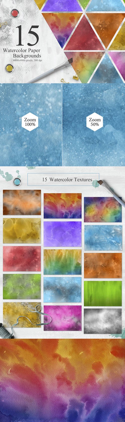 15 Watercolor Textures Backgrounds