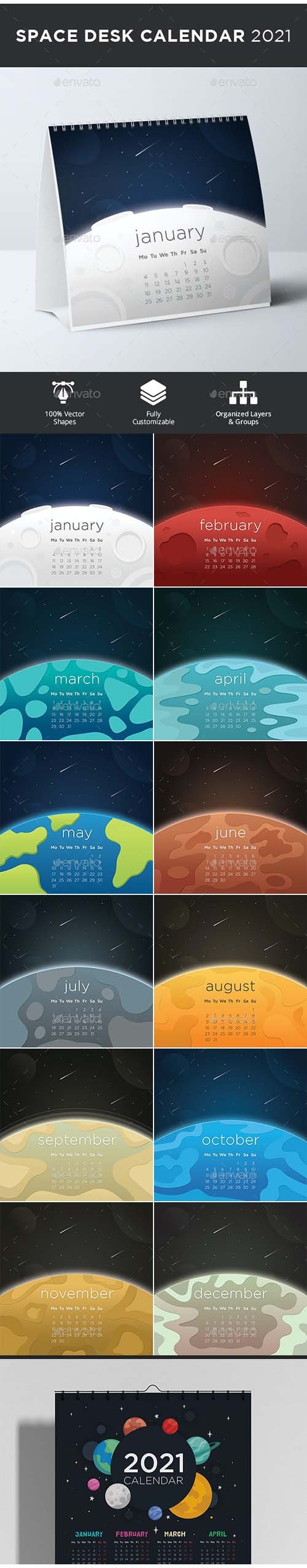 GraphicRiver - Space Desk Calendar 2021 - 26760190