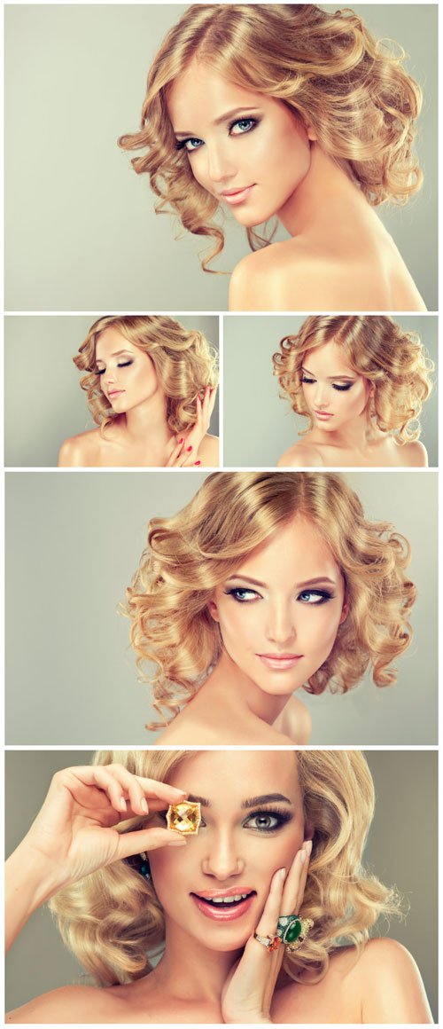 Blonde with short hair stock photo