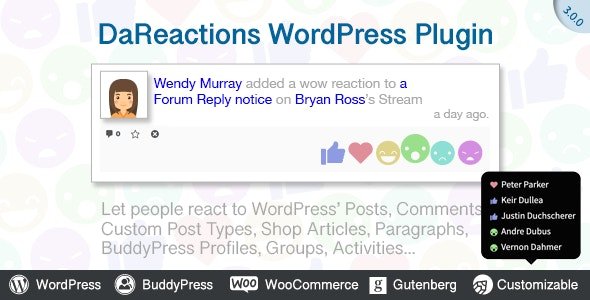 CodeCanyon - DaReactions v3.12.8 - Reactions WordPress Plugin - 22307601