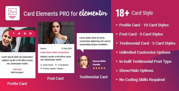 CodeCanyon - Card Elements Pro for Elementor v1.0.2 - 23342444