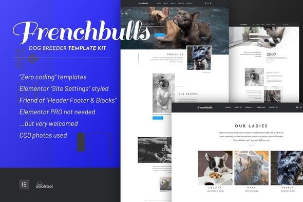ThemeForest - Frenchbulls v1.0.1 - Dog Breeder Elementor Template Kit - 29778977
