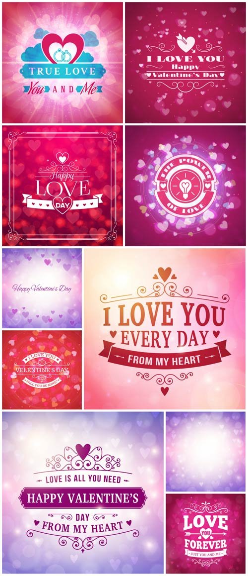 Romantic Backgrounds For Valentine's Day In Vector