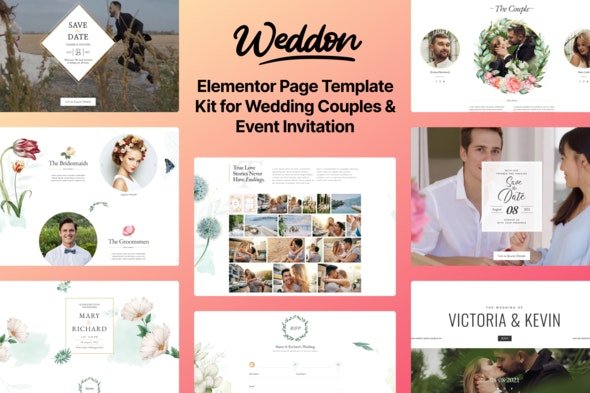 ThemeForest - Weddon v1.0.0 - Wedding Event Invitation Elementor Template Kit - 30088001