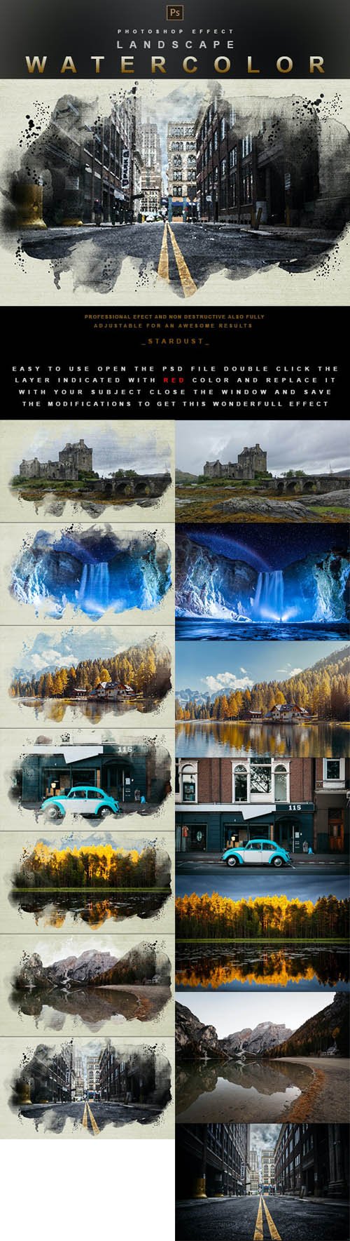 GraphicRiver - Landscape Watercolor - Photoshop Effect - 29914082