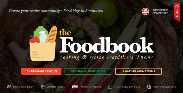 ThemeForest - Foodbook v1.1.2 - Recipe Community, Blog, Food & Restaurant Theme - 19150408