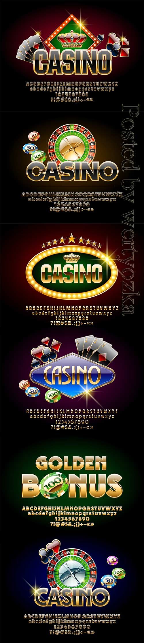 Casino vector letters, numbers and symbols