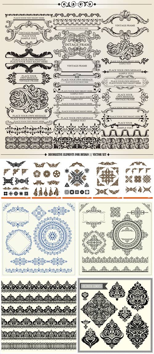 Vintage decorative elements in vector