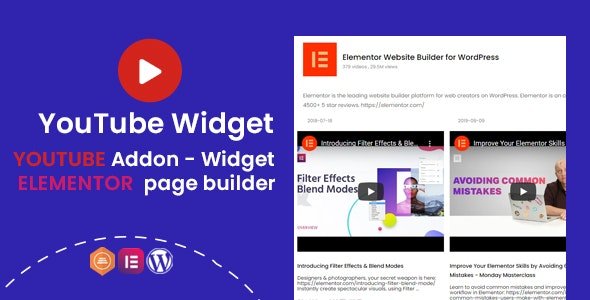 CodeCanyon - YouTube Widgets v1.0.1 - Addon for elementor page builder - 30298994