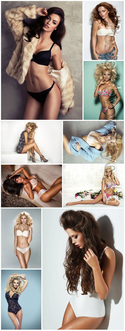 Beautiful women in different poses stock photo
