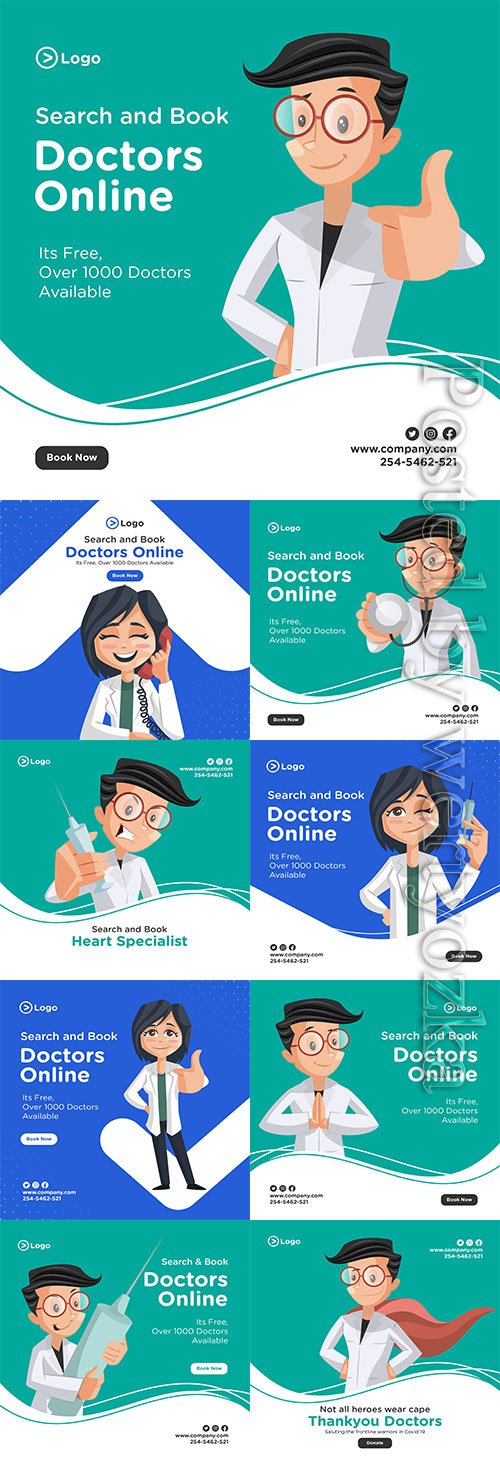 Search and book doctors online banner design