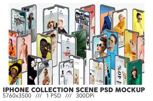 iPhone Collection Scene PSD Mockup