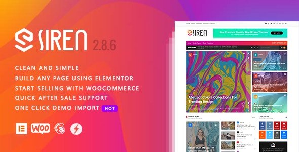 ThemeForest - Siren v2.8.6 - News Magazine Elementor WordPress Theme - 24837722