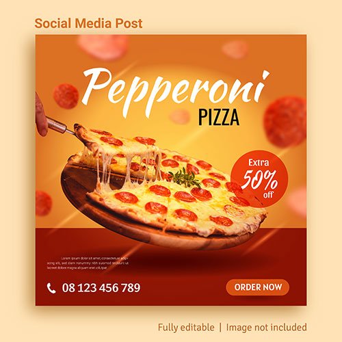 Pizza food sale social media post advertising template