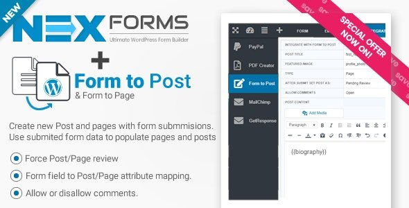 CodeCanyon - Form to Post/Page for NEX-Forms v7.5.12.1 - 19538774