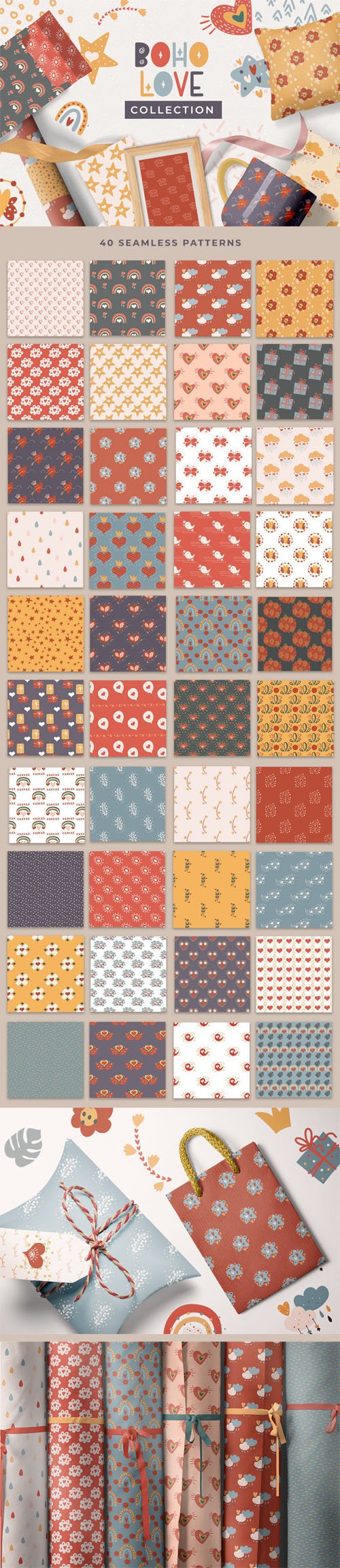 Boho Love Collection - 40 Seamless Patterns