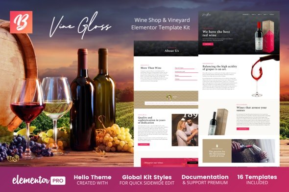ThemeForest - Vine Gloss v1.0.5 - Wine Shop & Vineyard Elementor Template Kit - 27712477