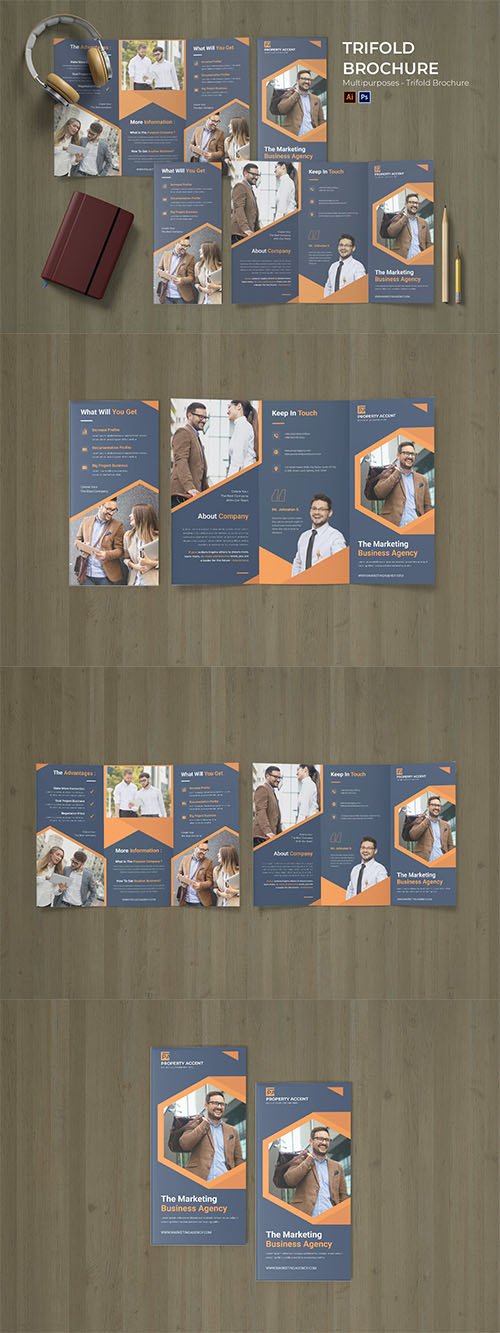 Working Office Flyer Trifold Brochure PSD