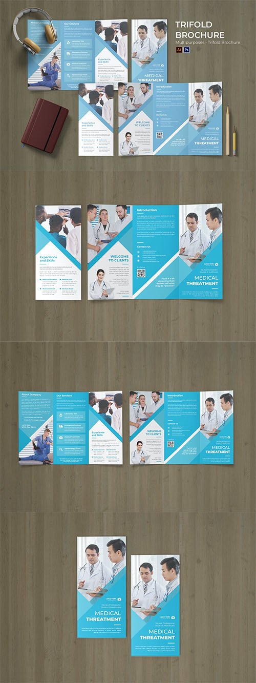 Medical Clinic Flyer Trifold Brochure PSD