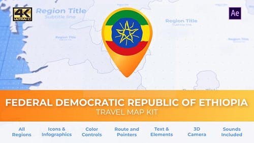 VideoHive - Ethiopia Map - Federal Democratic Republic of Ethiopia Travel Map 30470191