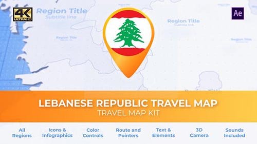VideoHive - Lebanon Map - Lebanese Republic Travel Map 30470557