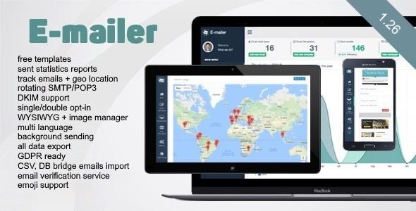 CodeCanyon - E-mailer v1.26 - Newsletter & Mailing System with Analytics + GEO location - 15345207