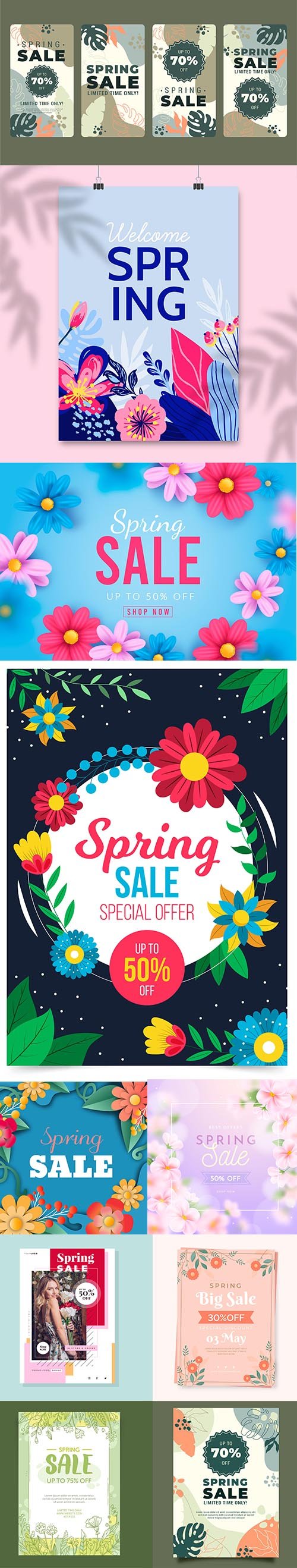 Hand-drawn Spring Sale Vector Collection