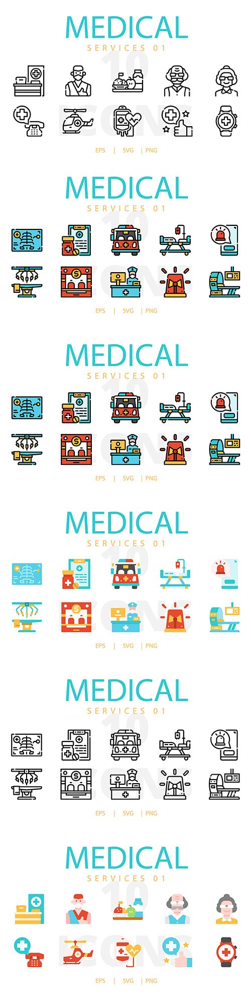 Medical service icons collection
