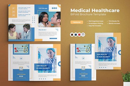 Medical Healthcare Bifold Brochure PSD